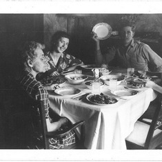 Dinner at the Crockett Family Farm after Mom and Dad got married:  Grandma Stella, Arlene, Bob and Ruth (L-R)