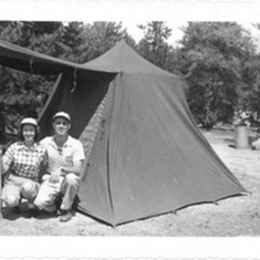 Mom and Dad pitch a tent while camping in Colorado during a break from school at KU.
