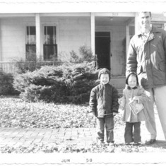 Stewart, cousin Cindy and Dad in Lawrence, KS.  June 1958