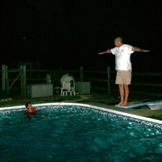 The kids convinced him to jump in the pool with his clothes on because they did!