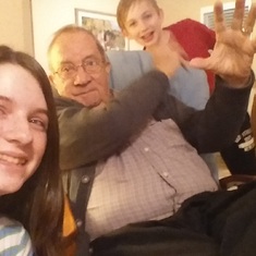 I think Gillian was showing Dad about selfies - Aidan photo bombing