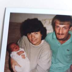 Pic of me and Frankie holding our son in my arms when he was born Dec 1 1991