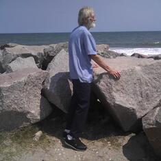 Dad at his favorite place, the ocean.   <3