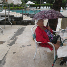 Hawaii - only one outside in rainstorm - never one to waste a moment