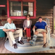 At a cabin in Montana for his daughter's wedding, with his brother Richard and his sister- in- law M