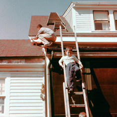 Dad re-roofing Wilson St. House