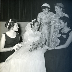 Tish, Doretta, Judi and Marilyn with Fuhsi on her wedding day - 1956