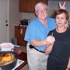 Always proud with his Christmas Turkey !!! with Sylvia Pérez de Reyes