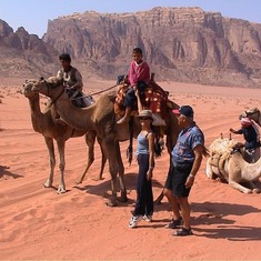 In Wadi Rum desert, in Jordan, with his daughter-in-law Chris