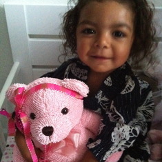 Your teddybear was on your casket the day of the funeral.  Natalia calls it "Gabriella's bear"