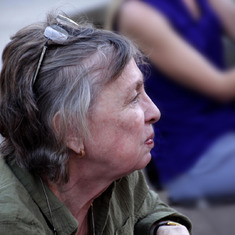 Gail looking pensive at Cheryl's retirement party, Tucson, October 2014.