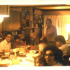 36 - Thanksgiving at Gram's, pictured with husband Dave, brother Bruce, nephew Michael, son Marty, and daughters Laurie, Jen, and Jeanine