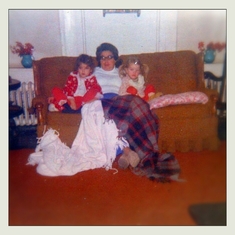 29 - Cuddle Time with youngest daughters Jennifer and Jeanine, Emmitsburg MD Circa mid-70s