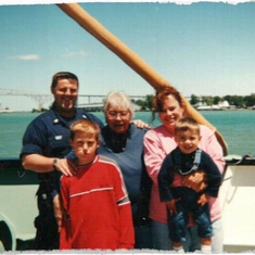 64 - With the West Nest in New Jersey, great picture of her with daughter Jen, brother-in-law Rob, and grandsons Nic and Rob