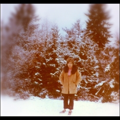 91 -.Gail in Vermont on a trip with her husband Dave - she loved the snow on the trees and the mountains, the exquisite woodworking, and the syrup!