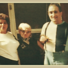 93 - On Cedar Ave. in Gettysburg, PA with her mother Mildred and brother Bruce, circa early to mid 1980s.