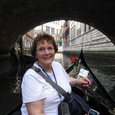Mom on a gondola in Venice 2011