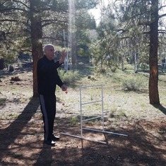 Ladderball competition at his last family campout May 2020