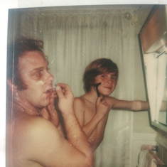  Gary's first shave with his dad.