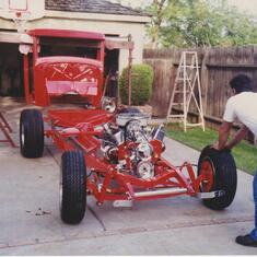 Butch rolling the finished frame under his 32 truck body~my Butch could do anything...