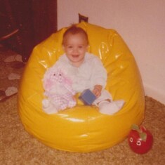 First Christmas gift from my Daddy ~ a bean bag chair and I loved it so much...