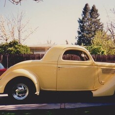 A butterfly...The 35 Ford Coupe my loving husband built for me. Thank you my love.