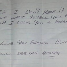 The best gift I could have ever received, after all this time to find this note is such a blessing, I always knew you loved me as much as I love you, but to find this was a sign from heaven.