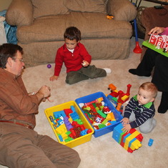 Grandma and Grandpa playing with Barrett and Daniel