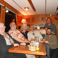 Sue, Dave, Marji, Alain,Nick, Pat on Otter at AYC celebration