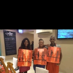 Gbenga, Mummy and Ope at paint n' sip