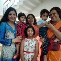 With the kids-Anirudh, Saisha and Shanaya