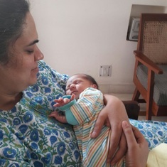With baby Ani soon after his birth.. she found a different kind of high in parenting Anirudh