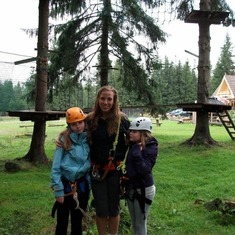Caitlin, Sam and Ellie at the zipline park in Zakopane Poland