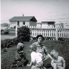 Genevieve  pregnant with Kim, Darrell, Donna and Shannon Marsh 1960, Calgary, Alberta