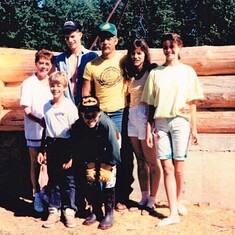 Mom with Darrells family 1990 Fort St John house building