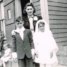 Grandma Vessey, Uncle Freeman and Auntie Shirley at their communion