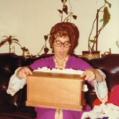 Mom opened a gift for Christmas 1973, Langley BC