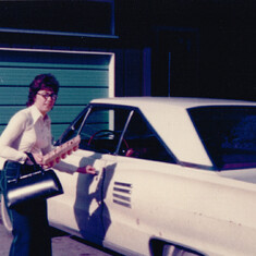 Out to get eggs in her 1966 Dodge Cornett  1973, Langley BC