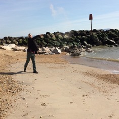 Geoff on the rocks (with a little in the eye) at Barton on Sea 50.7348711,1.6667535