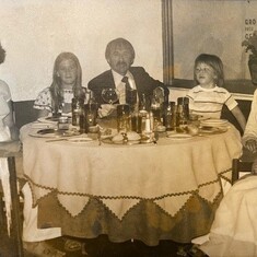 George taking the kids to dinner ~1976
