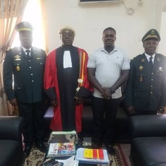 15/11/2019 - Ni George,military assessors & son - Thierry at a military appeal court session in Maroua