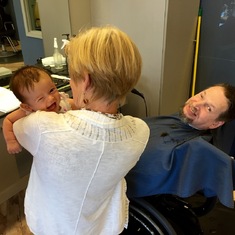 George getting his hair cut 2015