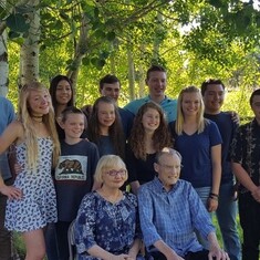 Mom and Dad with grandkids family reunion Utah