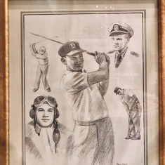 A collage of dad, from his Naval Aviator days to the evolution of his golf game.