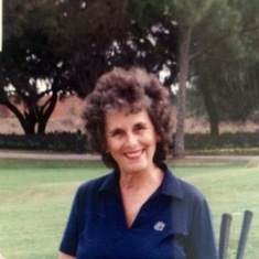 Helen playing golf at Heathrow CC, Lake Mary FL.  late 80's...