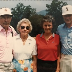 Phil and Doris and Helen and George, at the Old MCC.  Kennesaw Mt in background