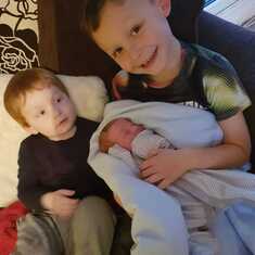 Your new great grandson was born yesterday. Jake 7, Ronnie 2 and Frankie 1 day.