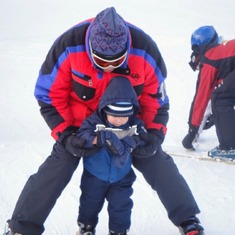 Papa & Dylan skiing