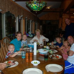 Family dinner at the lake