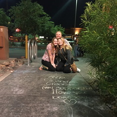 This pic was taken 3 days after my Dad passed.  We were at a restaurant and Jordan saw side walk chalk so she wrote this message to her Grandpa George.  Jordan and Grandpa had a very special connection and as you can see, she wrote "#1 Supporter"!!! She a